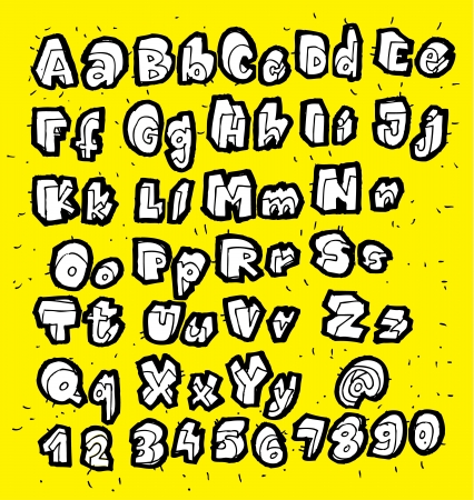 White Trendy Hand Drawn Fonts on yellow background のイラスト素材