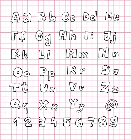 Hand Drawn Alphabet ABC with white fill のイラスト素材