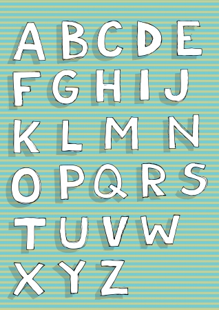 Font  set of hand drawn capital letters with shadows  light  のイラスト素材