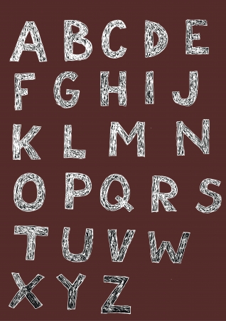 Woodcut Font: set of hand drawn capital letters (black and white)のイラスト素材