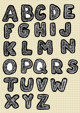 Hand Drawn Woodcut Trendy Font のイラスト素材