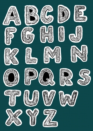 Hand Drawn Woodcut Trendy Font のイラスト素材