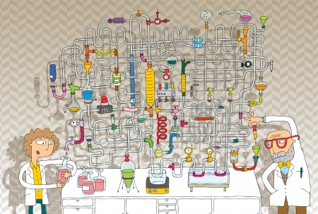 Laboratory Maze Game in colours with isolated layers  Task  Find the right way  Solution is in hidden layerのイラスト素材