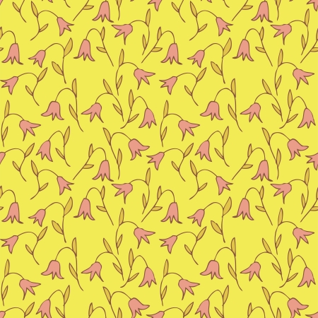 Floral Seamless Pattern (repetitive) on yellow background.  のイラスト素材