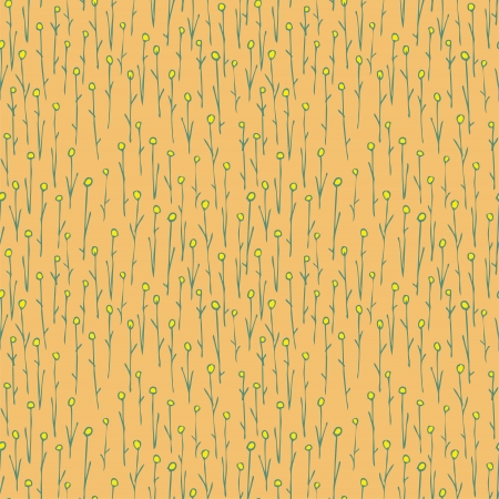 Floral Field Seamless Pattern (repetitive) on yellow background. のイラスト素材