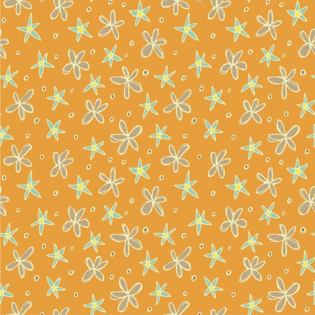 Different Flowers Seamless Pattern  repetitive  on orange background  のイラスト素材