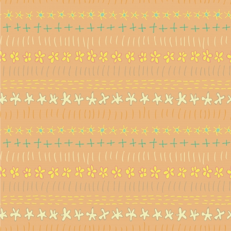 Floral Seamless Strip Pattern  repetitive  on yellow background  Illustration is in eps8 vector mode  のイラスト素材