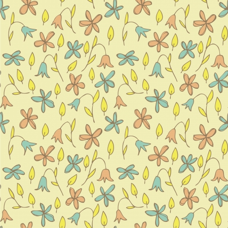 Floral Field Seamless Pattern  repetitive  on beige background  のイラスト素材