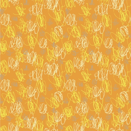 Scribble Seamless Pattern  repetitive  on orange background  のイラスト素材