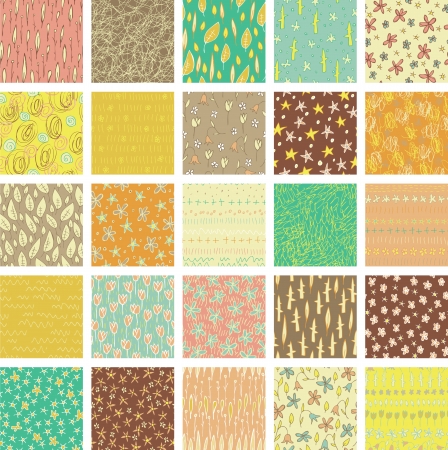 Set of 25 Different Seamless Patterns (repetitive) in colours. のイラスト素材