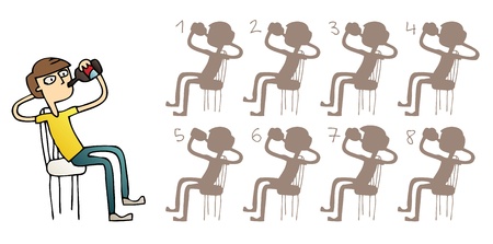 Boy Drinking Shadows のイラスト素材