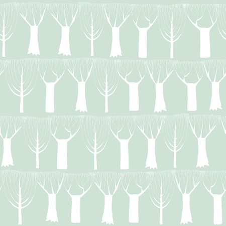 Trees seamless pattern tapestry in white is hand drawn grunge illustration of woodland. Illustration is in eps8 vector mode, background on separate layer. のイラスト素材