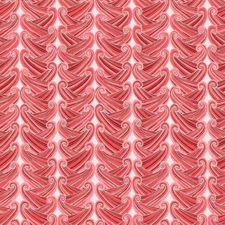 Wave ornament seamless pattern in colors is hand drawn nature-like composition. 