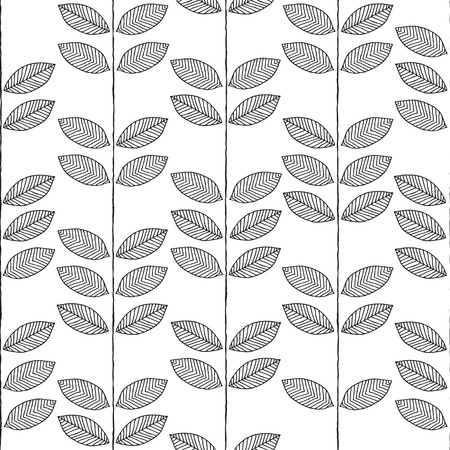 Plant seamless pattern in black and white is hand drawn ink illustration. のイラスト素材