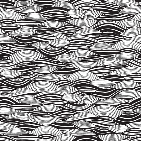 Beach seamless pattern in black and white is hand drawn ink illustration. のイラスト素材