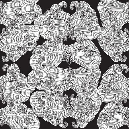 Carnival Mask seamless pattern in black and white is hand drawn ink illustration. のイラスト素材