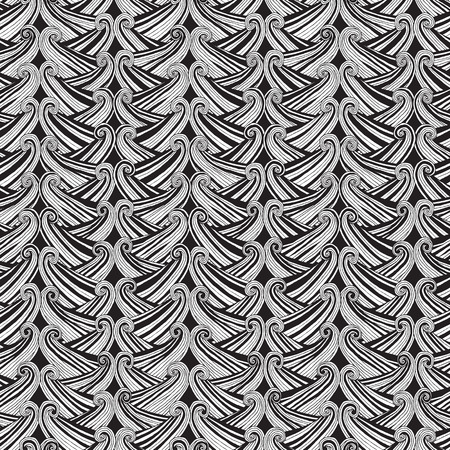 Boat seamless pattern in black and white is hand drawn ink illustration. のイラスト素材