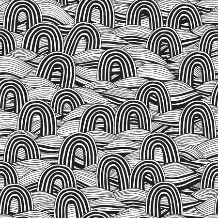 Pin seamless pattern in black and white is hand drawn ink illustration. のイラスト素材