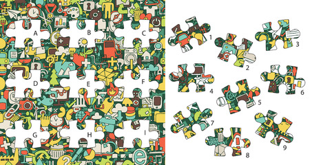 Web Icons: Match pieces, visual game. のイラスト素材
