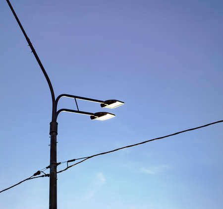 Streetlights on blue sky background.の写真素材