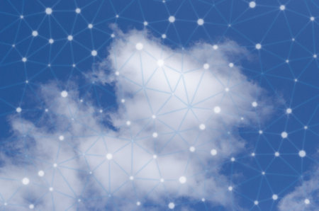 sky and clouds business concept, online, global server, cloud storage, digital technology, network connection, ai data system, security of web data,の写真素材