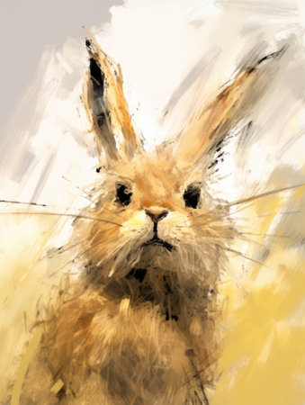 Rabbit head watercolor painting on white background.の素材