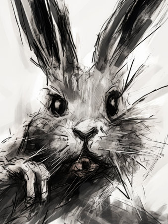 abstract sketch of a rabbit on a white background,の素材