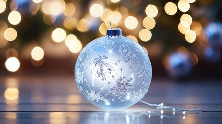 Christmas bauble on bokeh background. Christmas and New Year conceptの素材