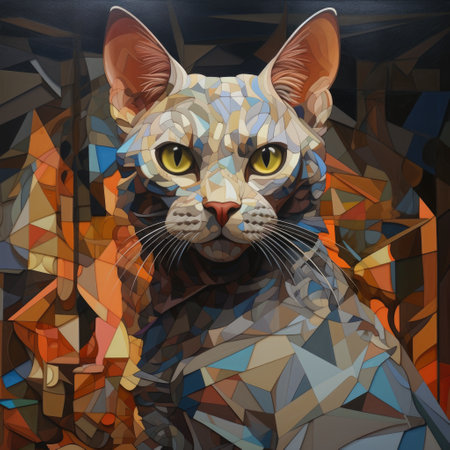Portrait of a cat in a low poly style.の素材