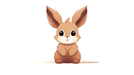 Cute brown rabbit sitting on a white background.の素材