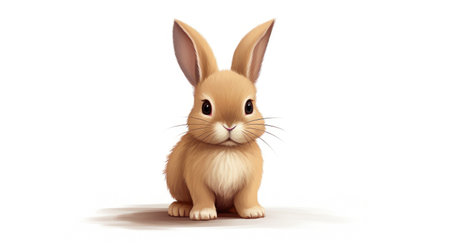 cute brown bunny sitting on white background.の素材