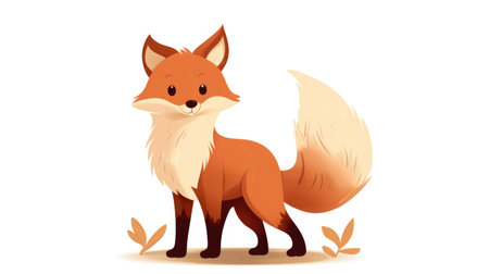 Cute cartoon red fox isolated on white background.の素材