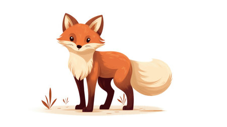 Cute cartoon red fox isolated on white background.の素材