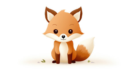 Cute cartoon fox isolated on a white background.の素材