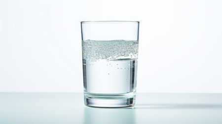 Glass of clean water on white background. Copy space for text.の素材