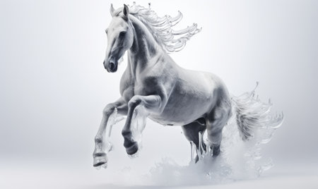 Horse with splashes of water on a white background.の素材