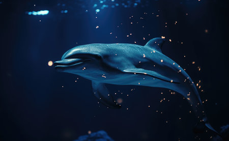 dolphin swimming in the water, fantasy lighting. nature backgroundの素材