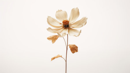 Cosmos flower isolated on white background, retro vintage style, selective focusの素材