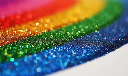 Rainbow glitter background with shallow depth of field and bokeh effectの素材
