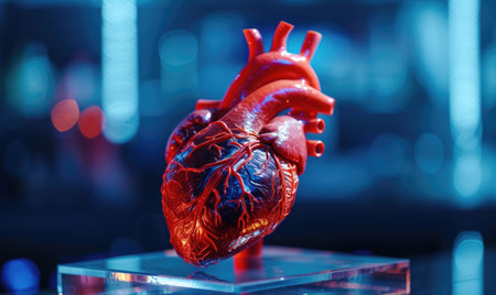Human heart model on a dark background. medicine backgroundの素材