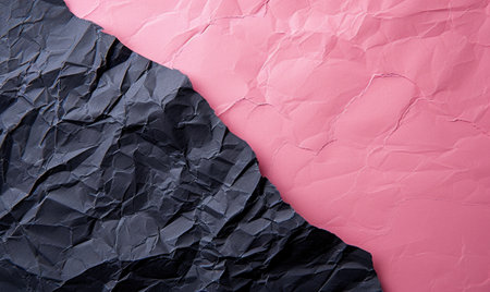 Crumpled paper background. Crumpled paper on pink backgroundの素材