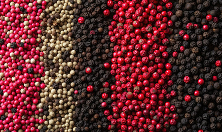 Pepper mix background. Close up of mixed peppercorns.の素材