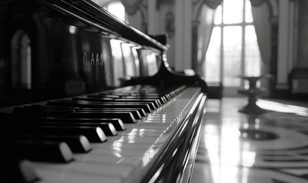 Piano keys close-up. Black and white photo. Selective focus.の素材