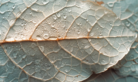 close up of dry leaf with water drops on it - vintage filterの素材