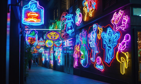 Traffic lights on a wet street in the city at night.の素材
