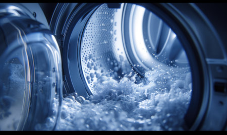 Washing machine with water. Closeup view.の素材