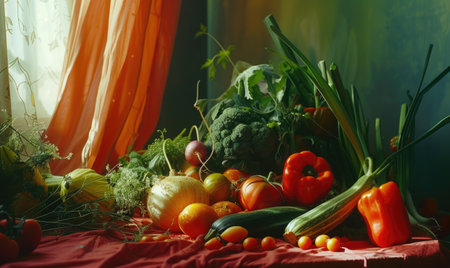 still life Vegetables, Herbs and Fruit as ingredients in cooking.の素材