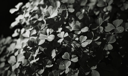 Green leaves background. Black and white photo. horizontal shot.の素材