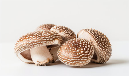 Shiitake mushrooms on a white background. Shiitake mushroomsの素材