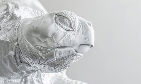 Sculpture of turtle, close-up, white backgroundの素材